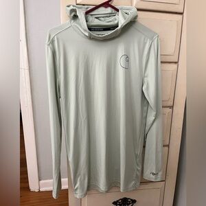 Carhartt Force Sun Defender Shirt with hood in light green.